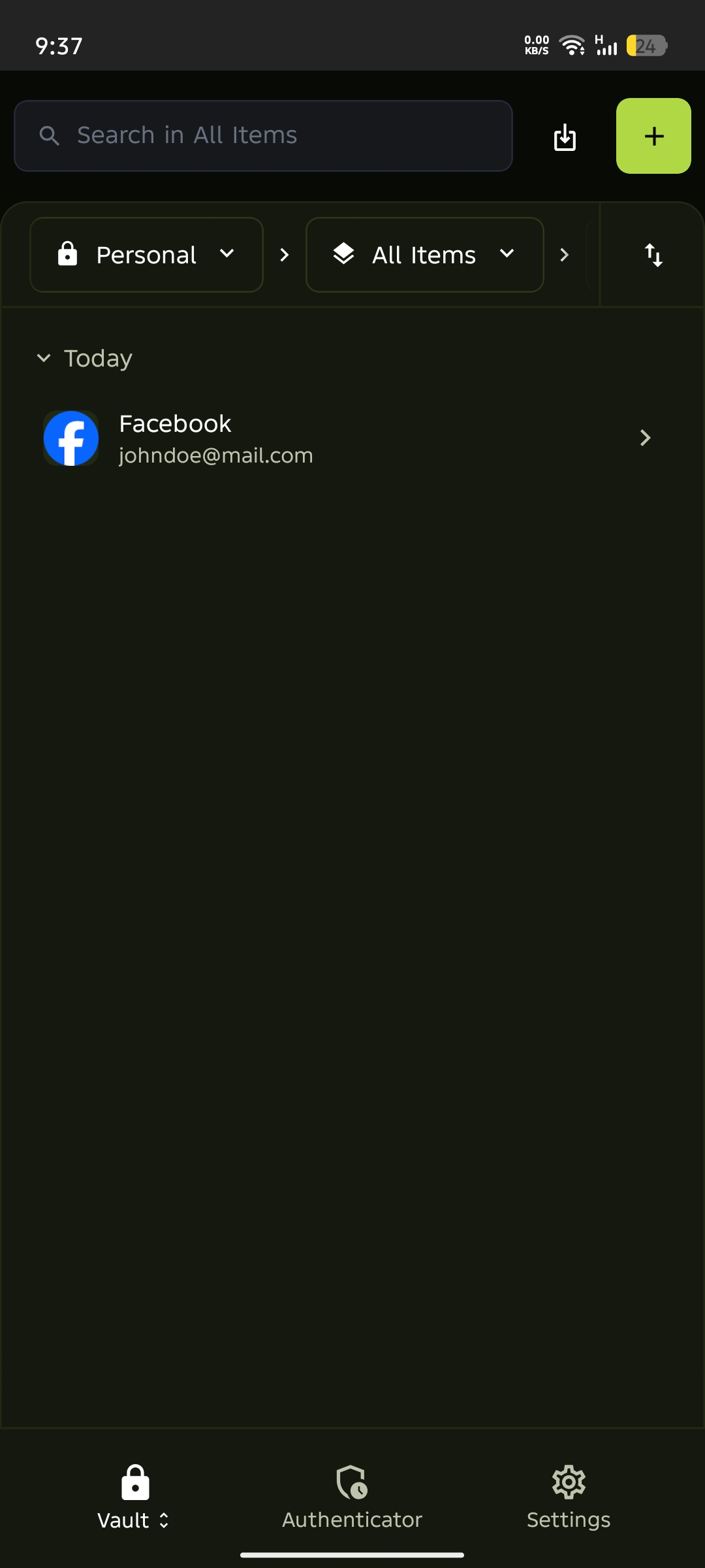 Mobile vault list